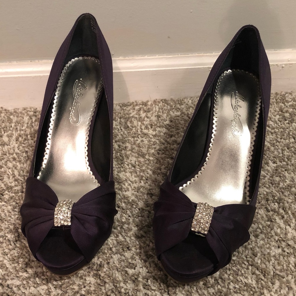 Michael Angelo plum peep toe heels